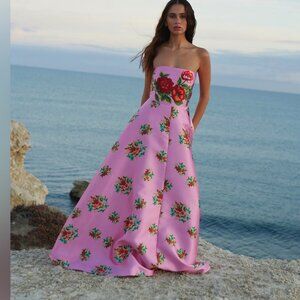 Aston Studio Audrey Floral Strapless Fit & Flare Maxi Dress
